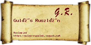 Gulás Ruszlán névjegykártya
